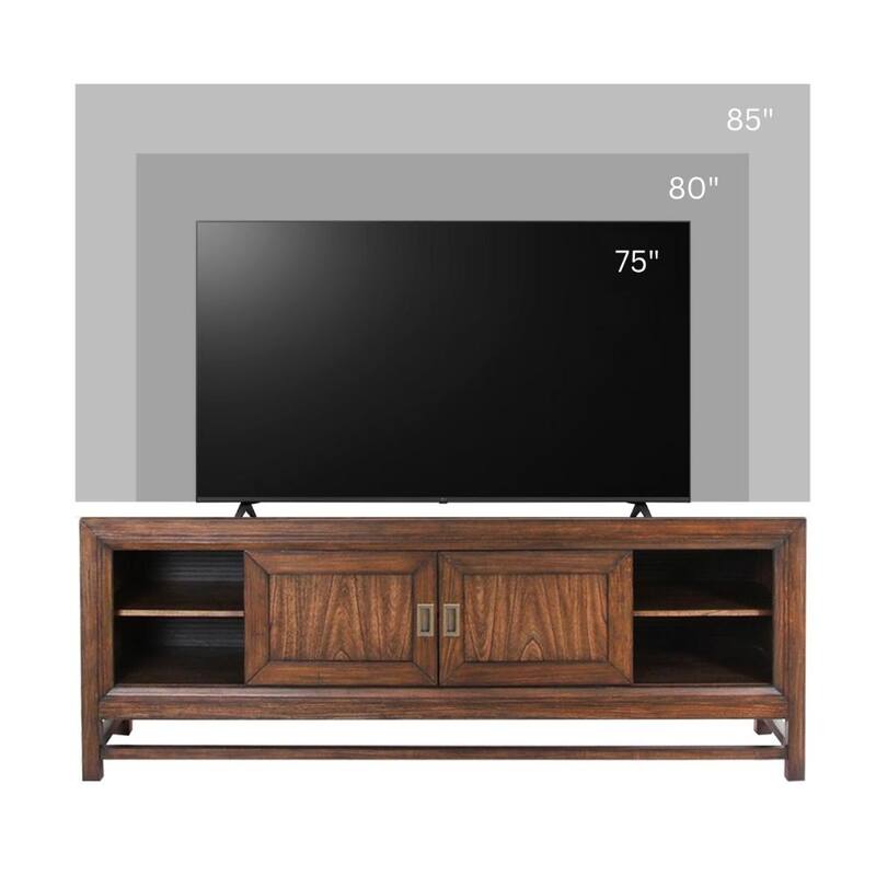 Bridgevine Home Branson 74" TV Stand Console, For TVs up to 85 inches, No Assembly Required, Two-Tone Finish