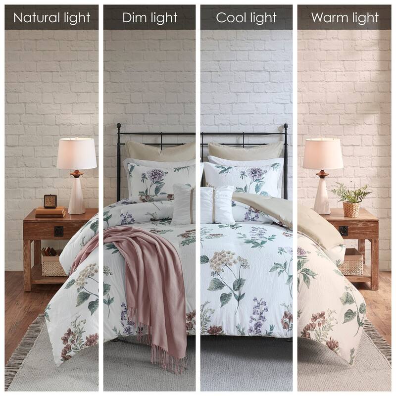 GDF Studio - Zennia 7 Piece Printed Seersucker Comforter Set with Throw Blanket