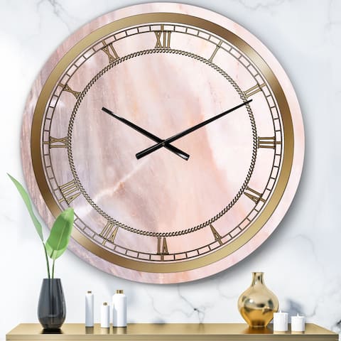 Designart 'Almost Invisible Pink Marble' Glam Wall Clock