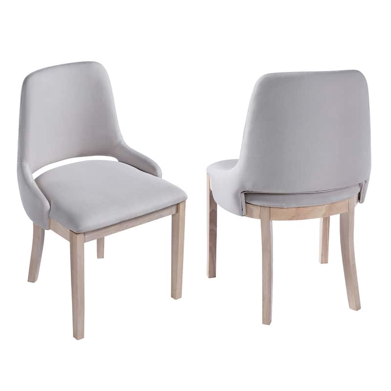 Wooden Dining Chairs Set of 2, Linen Upholstered Accent Kitchen Chair Dining Room Chairs, Farmhouse Style Dining Chair