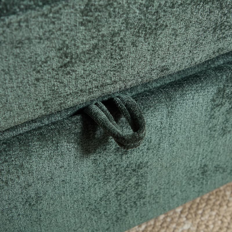 L-Shaped Modular Sectional Sofa with Storage Ottoman, 97" Chenille Corner Couch with USB Ports, Side Pockets