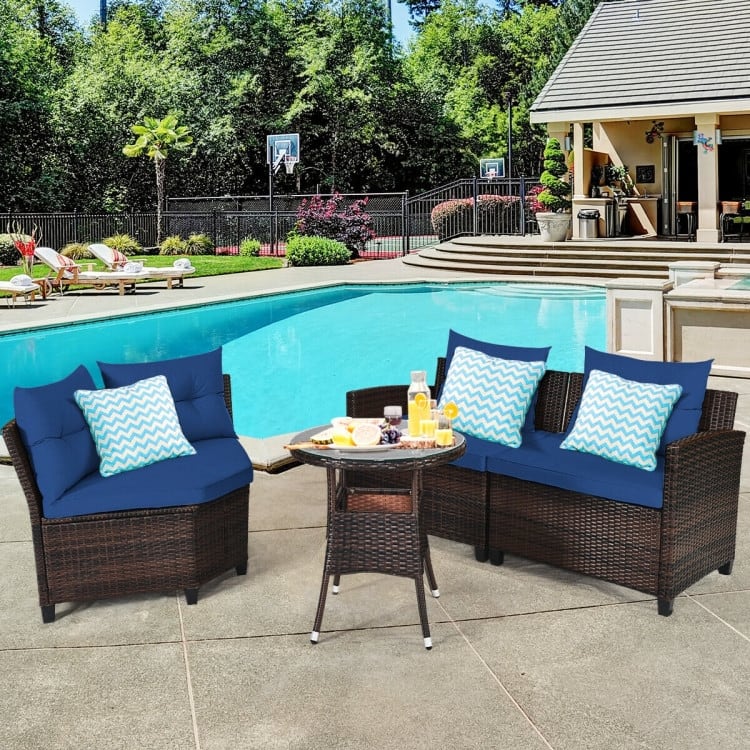 4 Pcs Furniture Patio Set Outdoor Wicker Sofa Set - 31.5" x 25.5" x 29" (L x W x H)