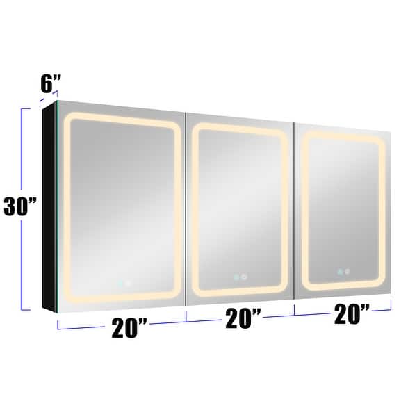 60x30 Inch LED Bathroom Medicine Cabinet Surface Mount Double Door ...
