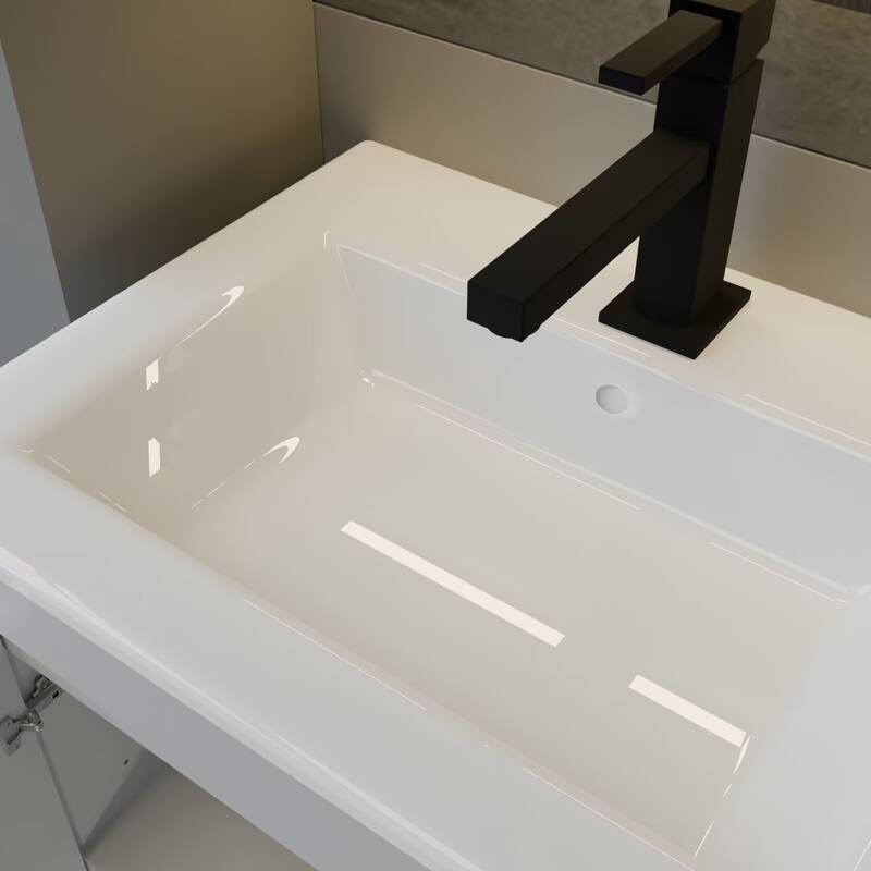 24" Bathroom Vanity with Sink, Freestanding Bathroom Vanity with 2 Soft Closing Cabinets