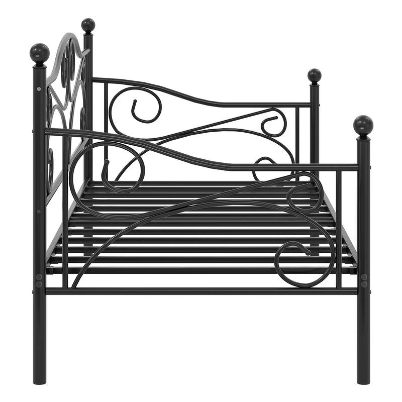VECELO Scroll Design Metal Twin Size Daybed with Roman Column Legs 440 LBS Capacity Sofa Bed 440 lbs Capacity for Living Room