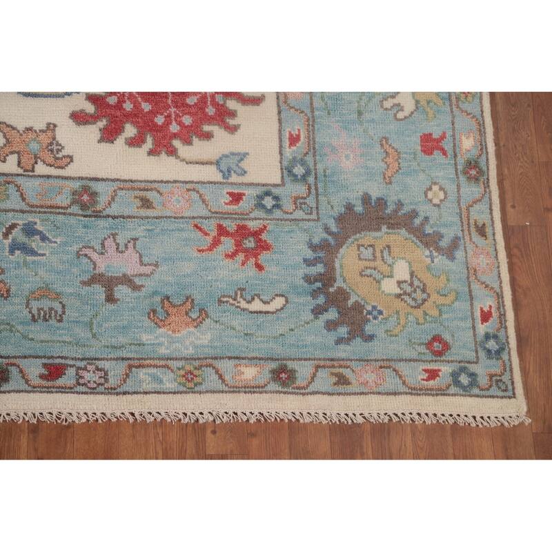 Floral Oushak Area Rug Hand-Knotted Wool Carpet - 8'0"x 9'8"