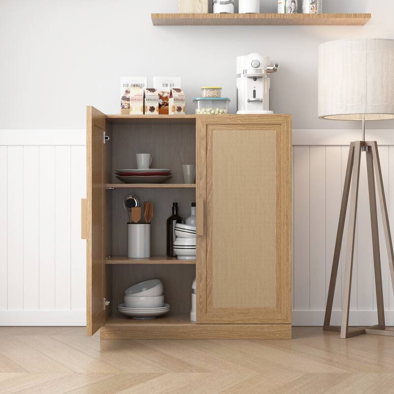 Modular Sideboard Cabinet with Storage Buffet Cabinet with Rattan Doors for Living Room Kitchen Dining Room Entryway