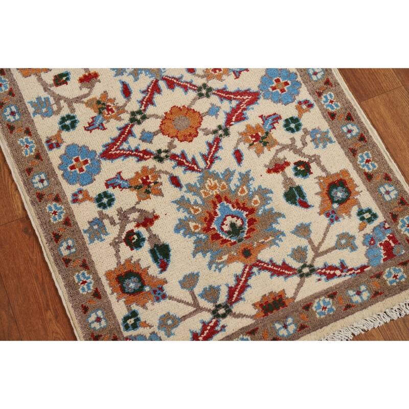 All-Over Floral Kazak Oriental Foyer Rug Hand-Knotted Wool Carpet - 2'0" x 3'0"