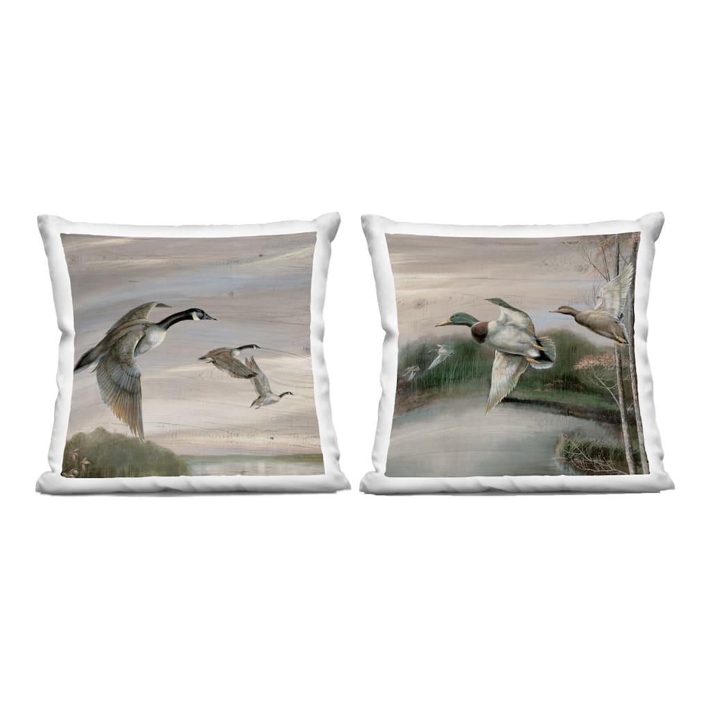 Stupell Geese & Ducks in Nature Decorative Printed Throw Pillow Design by Ruane Manning (Set of 2)