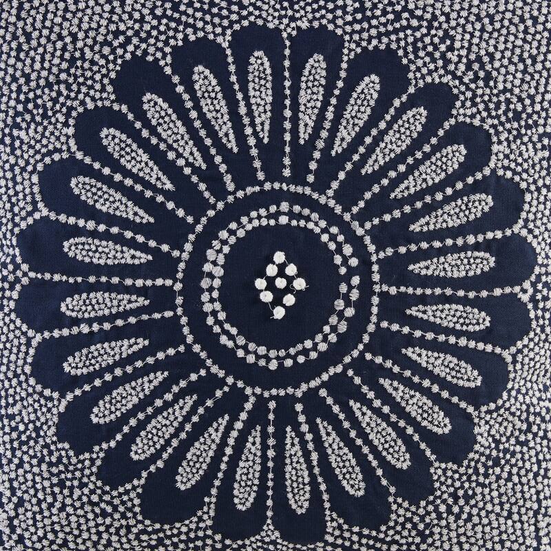 INK+IVY Sofia Cotton Embroidered Decorative Square Pillow