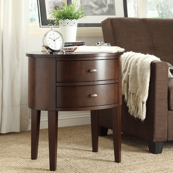 Aldine 2-drawer Oval Wood Accent Table by iNSPIRE Q Bold
