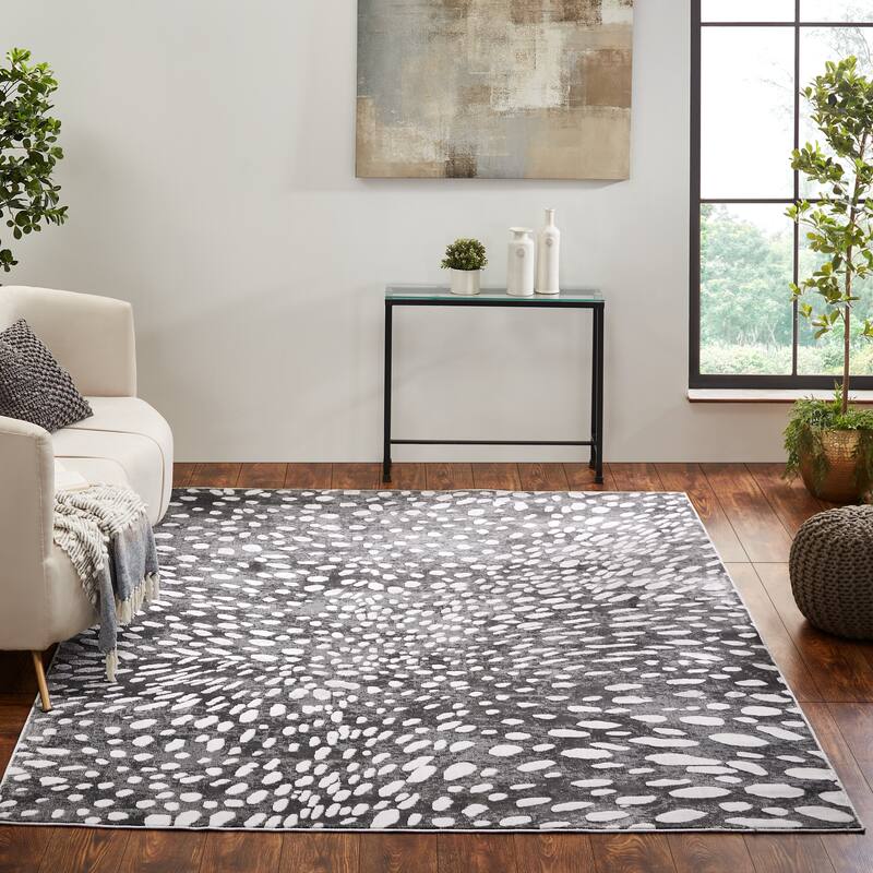 N Natori Serengeti Charcoal Spotted Area Rug