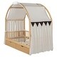 preview thumbnail 10 of 58, Twin Size Daybed With Arched Roof and 2 Storage Drawers, Canopy Bed Sofa Bed Frame with LED Lights and Curtains for Kids