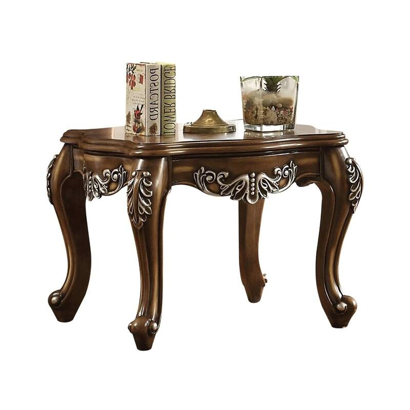 Square Wood End Table in Antique Oak Finish
