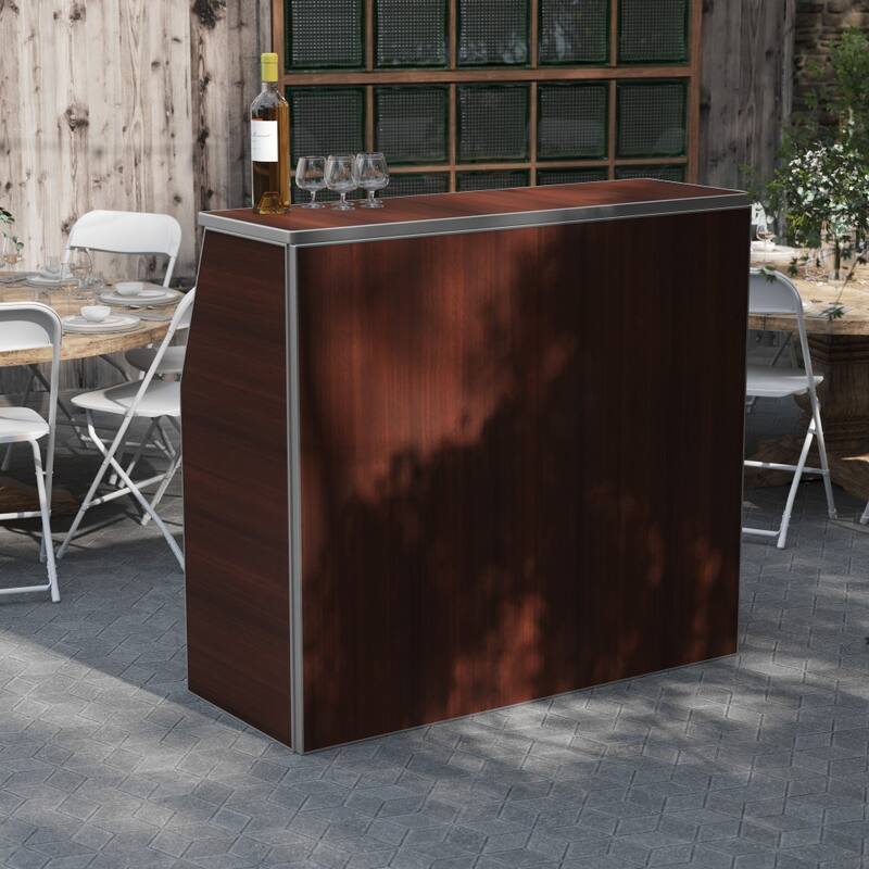 4' Laminate Foldable Bar - Portable Event Bar - Caterering/Bartendar Bar - Walnut Woodgrain