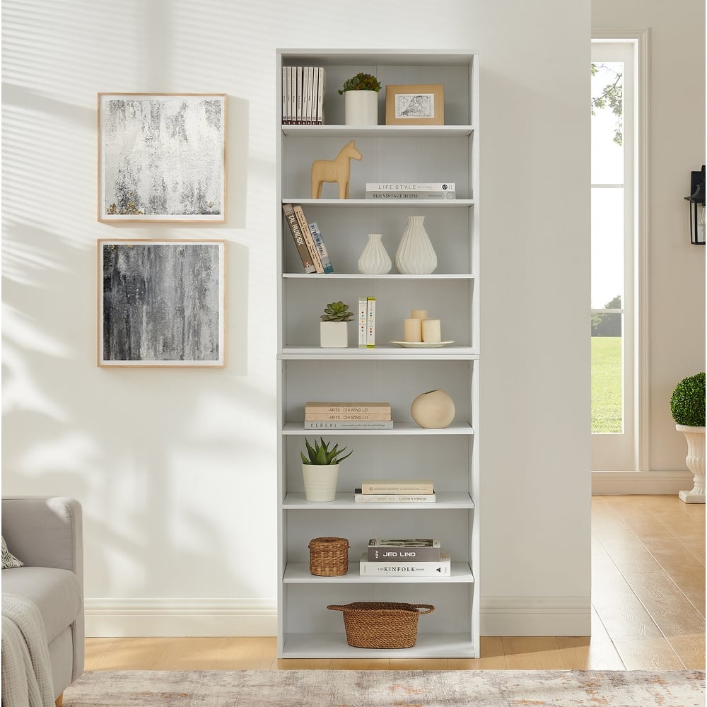 8-Tier CD/DVD Storage Bookcase - Adjustable Shelves, Convertible into Two 4-Layer Shelves for Home or Office