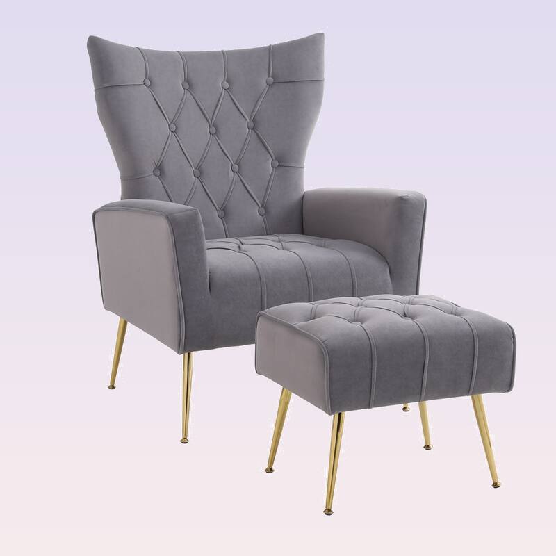 Modern Accent Chair with Ottoman for Living Room