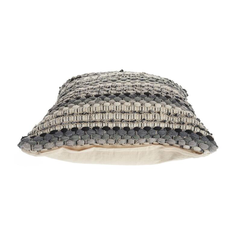 18" Gray and Black Handcrafted Square Throw Pillow