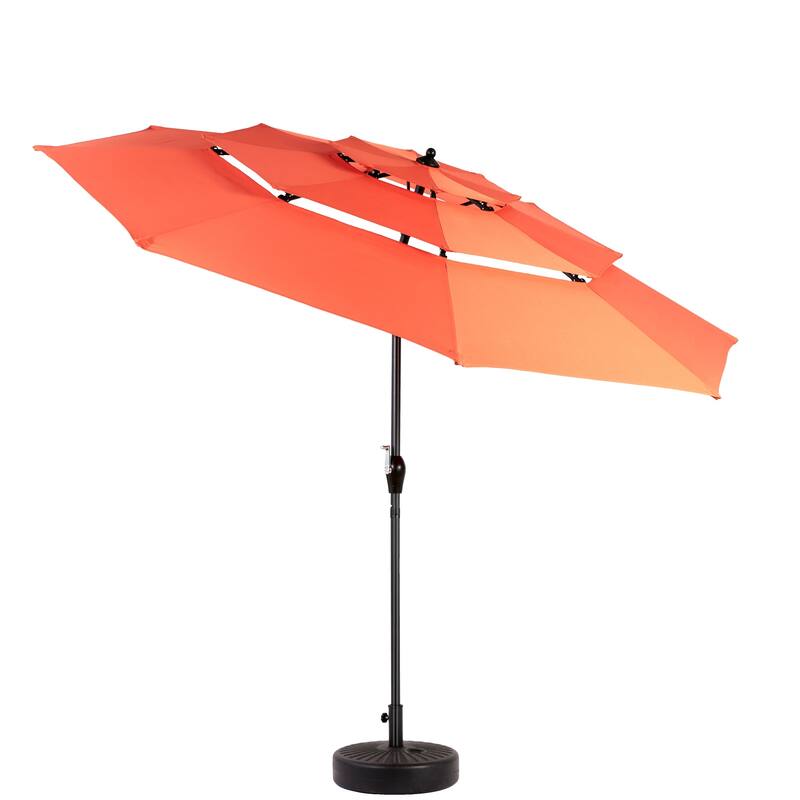 9.64 ft. Steel Market Outdoor Patio Umbrella with 8 Ribs, 3 Tier Auto-tilt Umbrella, (Base Not Included)