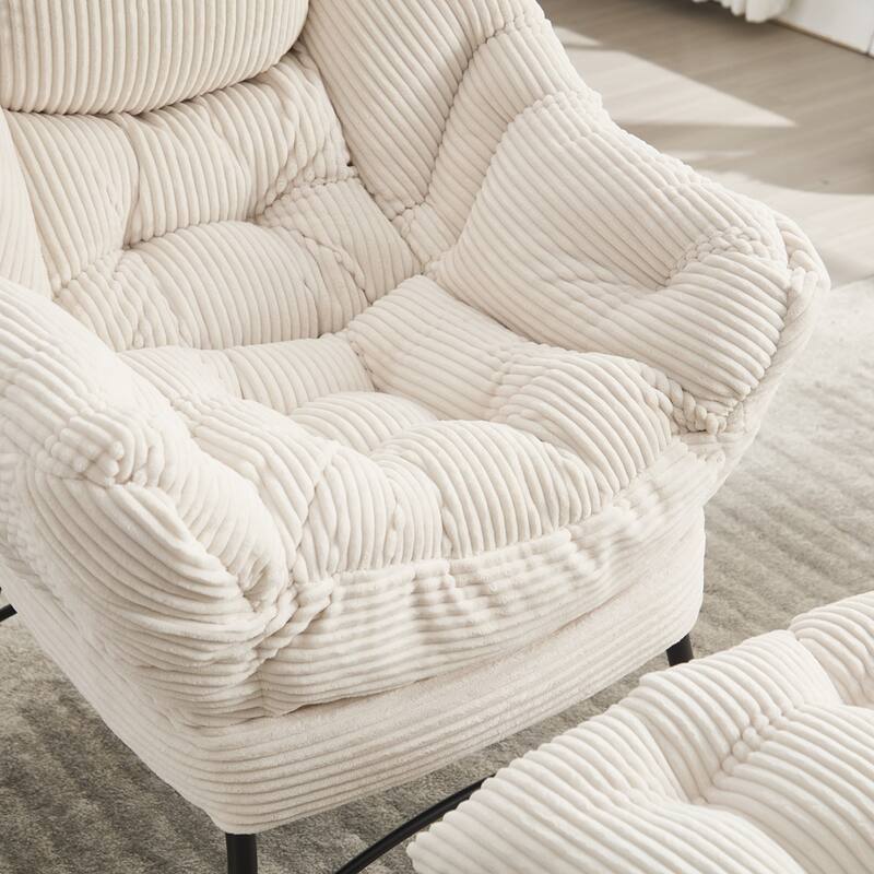 Rattan Rocking Chair Recliner Chair With Padded Cushion