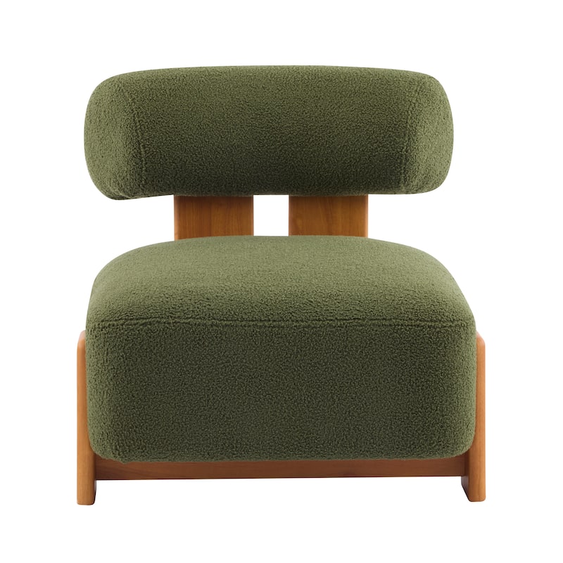 Christopher Knight Home - Mid-Century Fabric Accent Chair with Curved Backrest and Solid Rubberwood Frame
