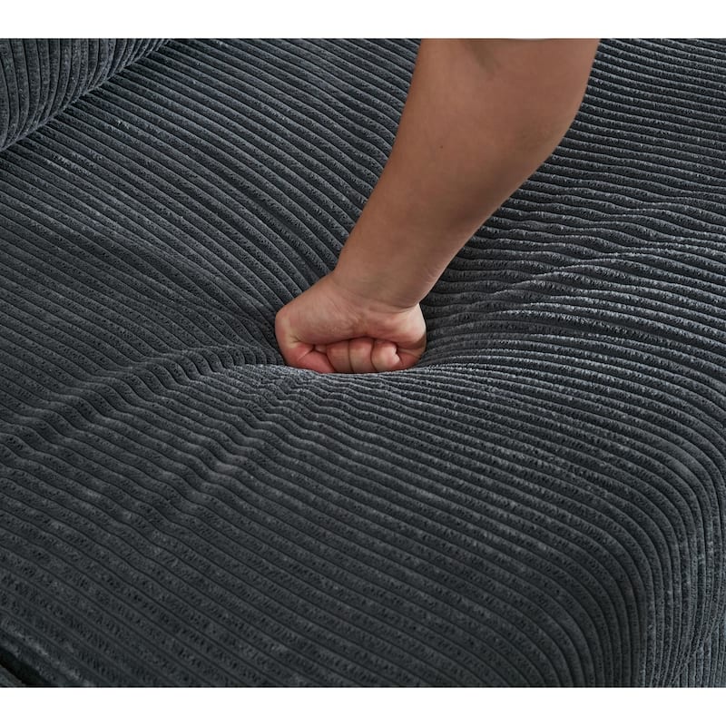 Oversized Corduroy Fabric Modular L Shaped Sectional Sofa Couch