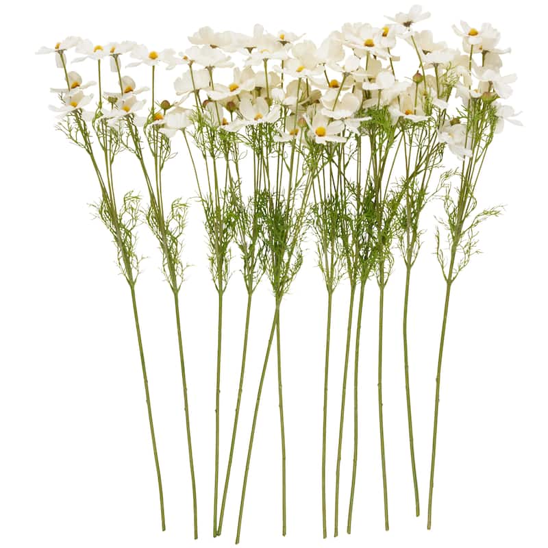 Faux Foliage Galsang Tall Artificial Flower Stem - Set of 12 White - Roche River Decor - White