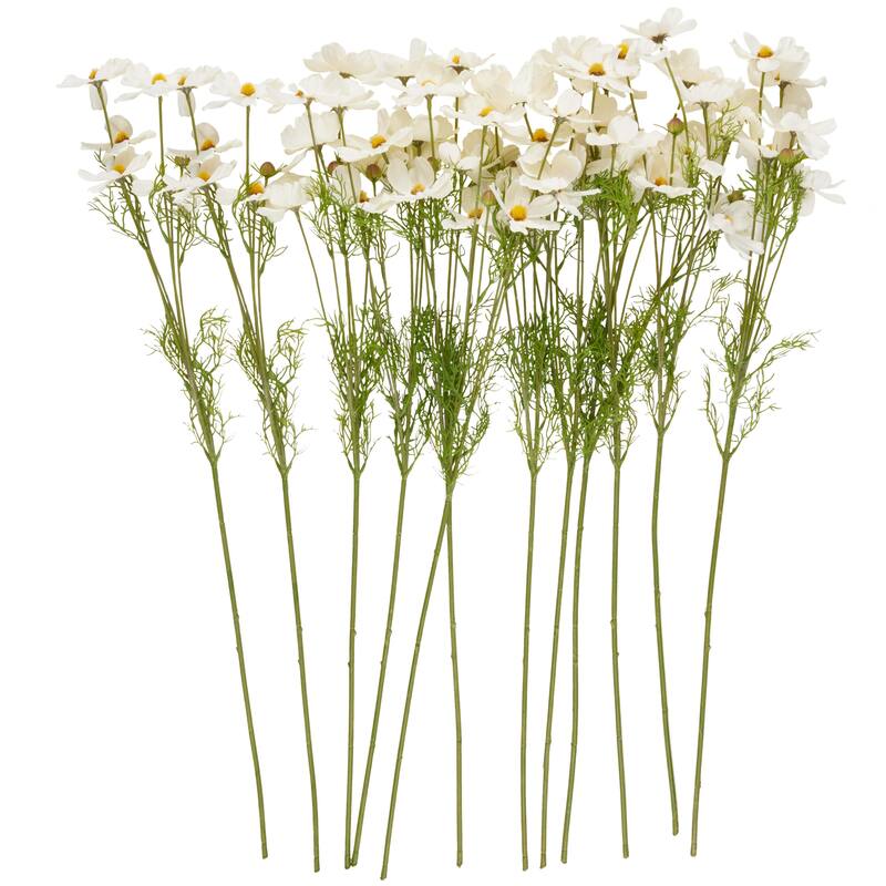 White Faux Foliage Tall Galsang Artificial Flower Stem (Set of 12)