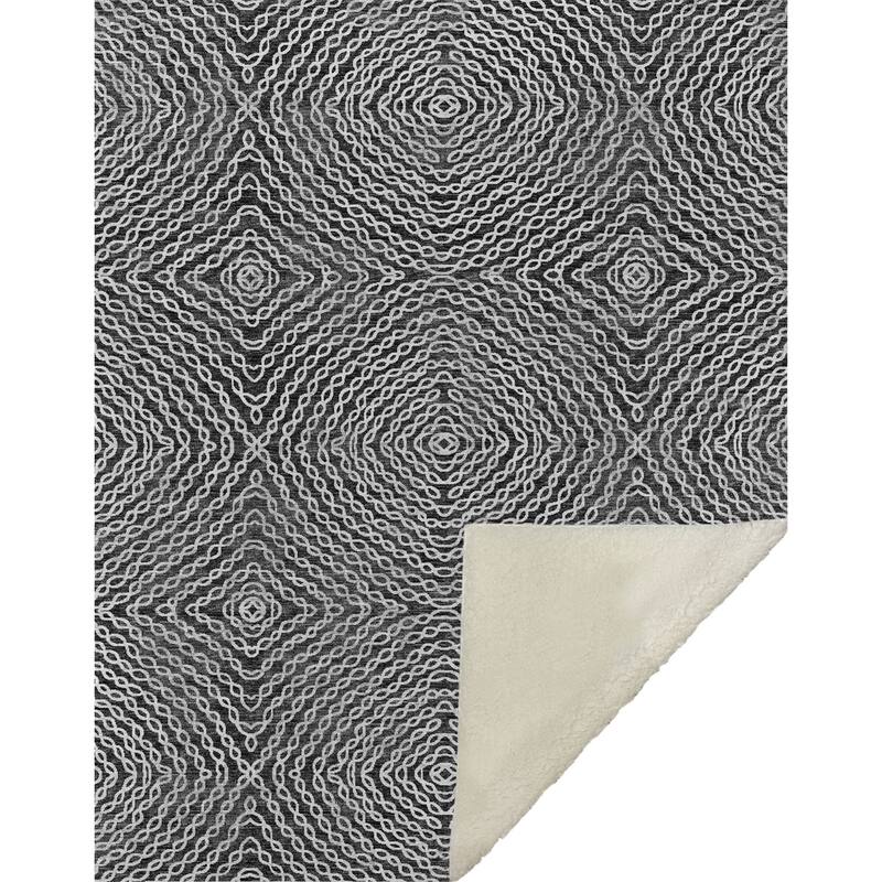 HomeRoots 50" X 70" Charcoal And Ivory Abstract Microfiber Plush Throw Blanket