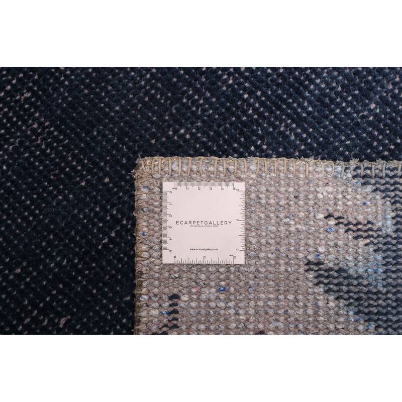 ECARPETGALLERY Hand-knotted La Seda Dark Navy Silk, Wool Rug - 5'9 x 8'9