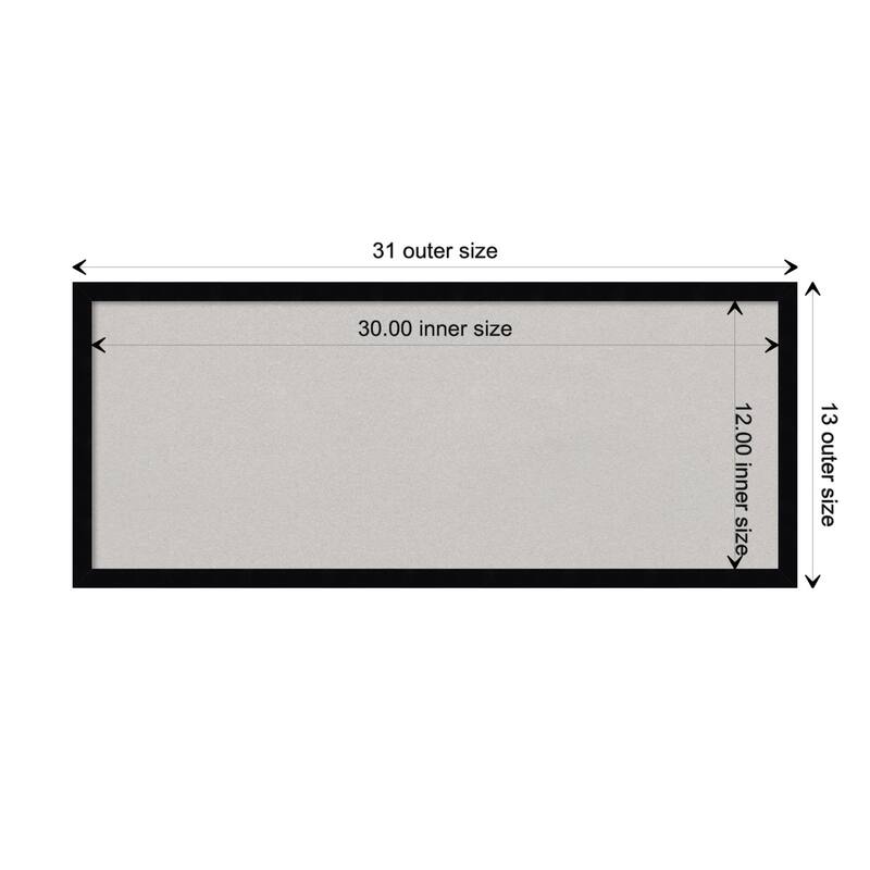 Svelte Wood Framed Grey Corkboard Bulletin Board - Svelte Noir Black - Board Size 30x12