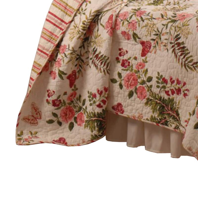 Atlanta Fabric 3 Piece King Size Quilt Set with Butterfly Prints,Multicolor