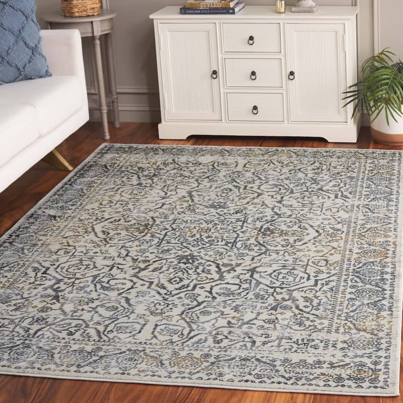 SAFAVIEH Princeton Biddie Vintage Distressed Boho Oriental Polyester Rug - 6' x 9' - Cream/Slate
