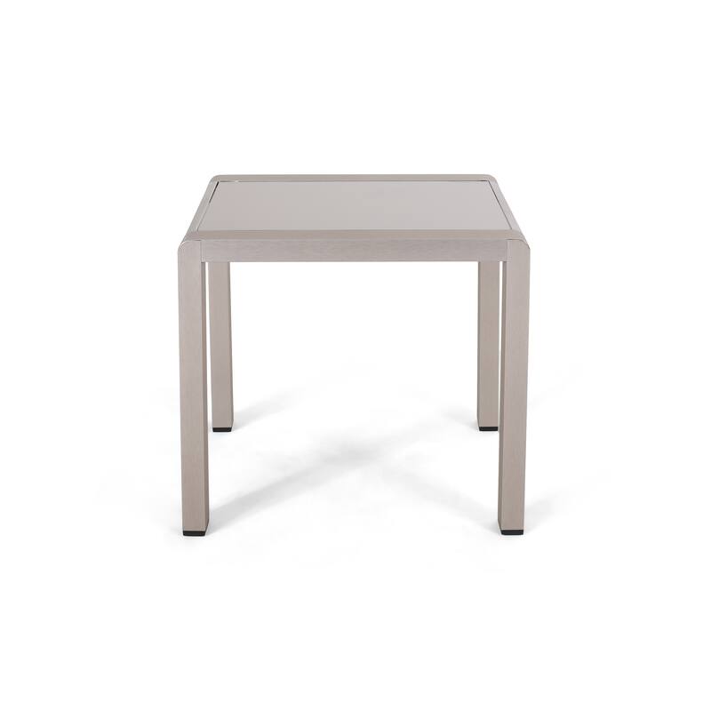 Cape Coral Outdoor 4 Seater Aluminum Chat Set with Side Table by Christopher Knight Home