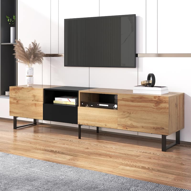 74" TV Stand with Drop-Down Door & Storage for TVs Up to 85"