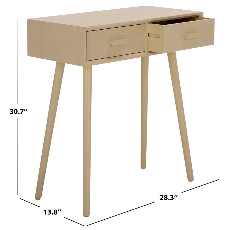 SAFAVIEH Pearla Antique White 2-Drawer Console Table - 28.3" x 13.8" x 30.8" - 28"W x 14"D x 31"H