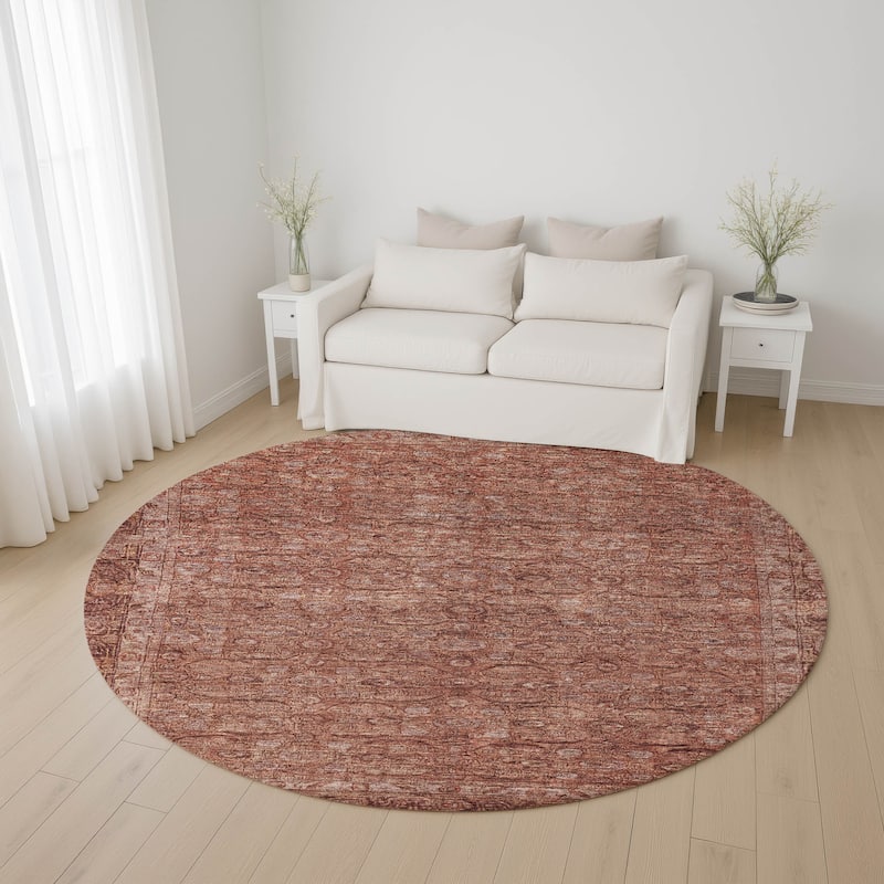 Premium Washable Super Soft Vintage Traditional Mayfield Rug - Terracotta - 8' x 8'