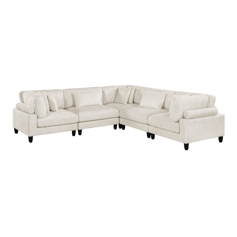 Jonas 5-Piece Modular Sectional Sofa - Beige (Microfiber)