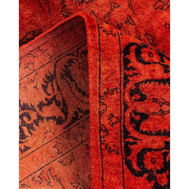 Overton Hand Knotted Wool Vintage Inspired Modern Contemporary Overdyed Red Area Rug - 4' 1" x 5' 10"