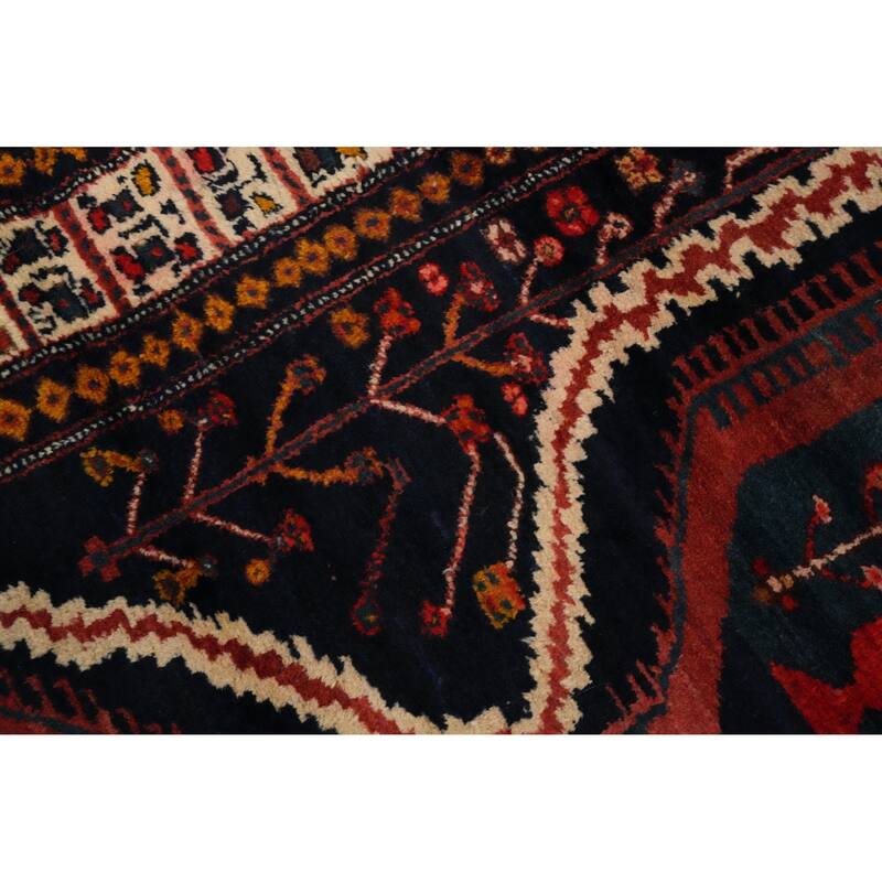 Hand Knotted Oriental 100% Wool Carpet Traditional Tribal Navy Blue & Blues Bakhtiari Area Rug - 11' 5'' X 6' 1''