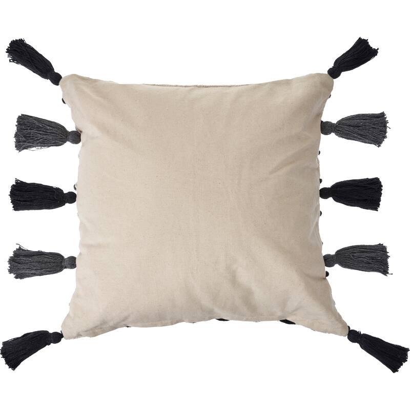 Sevita Tasseled Black and Cream Modern Throw Pillow 