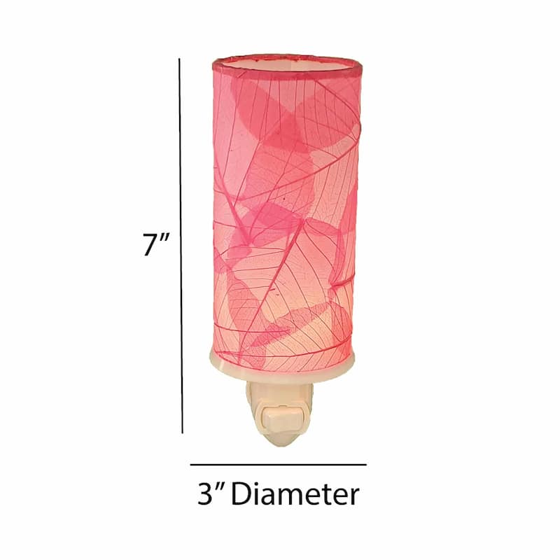 Cylinder Nightlight, Cocoa Leaves Shade, 3 x 3 x 7 in. - 3 x 3 x 8