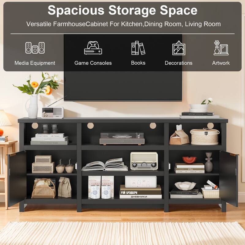 Pocassy LED Farmhouse TV Stand for 75 Inch