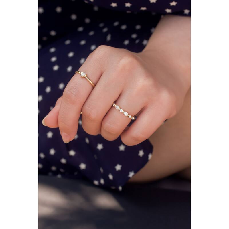 Kobelli 0.7 Carats Lab Grown Diamond 14k Solid Gold Shared Single Prongs Bubble Scallop Billie Ring