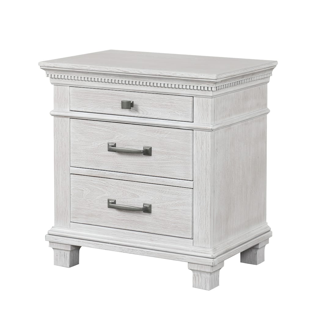 Furniture of America Eleanor Modern Rustic Weathered Grey Solid Wood 3-Drawer Nightstand