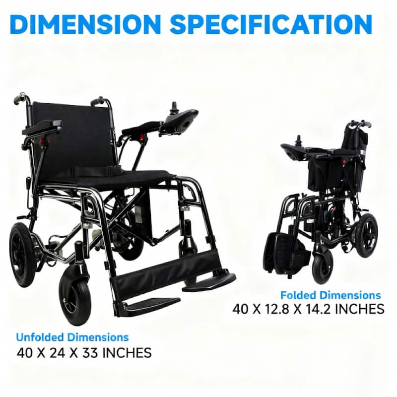 ELEMOVE Electric Wheelchairs 180W Brushless Motor, 8-inch Front & 12-inch Rear Tires, Easy Folding & Multi-Road Adaptability