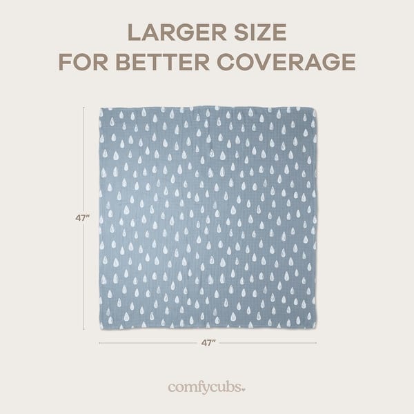 dimension image slide 5 of 9, Muslin Swaddle Blankets, Pack of 4, 47" x 47" by Comfy Cubs