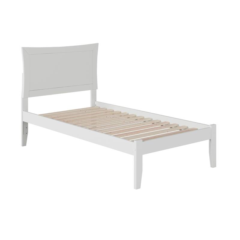 Platform Bed - Twin Size, White Finish - Modern Design, Open Footboard, Optional Storage