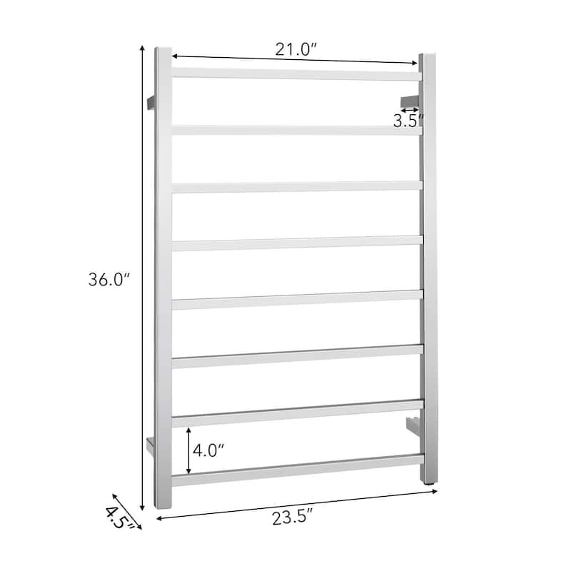 145W Electric Towel Warmer Wall Mounted Heated Drying Rack 8 Square Bars