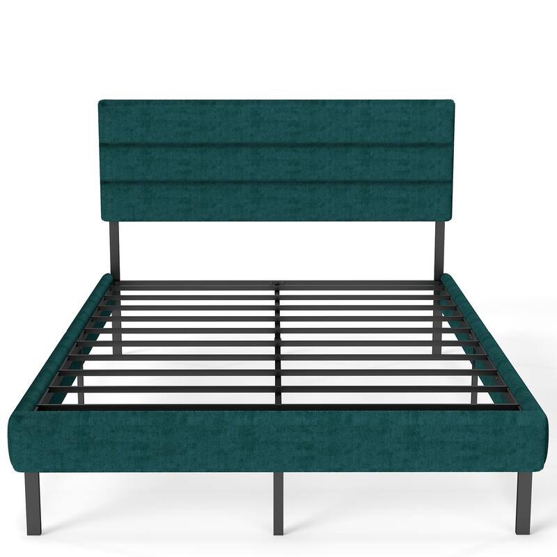 Bedroom Platform Bed Frame with Upholstered Headboard, 14" Underbed Storage, No Box Spring Required